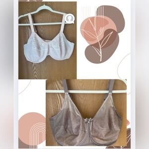 Wacoal Bras 40G Cream and Taupe Lace Unlined Bras